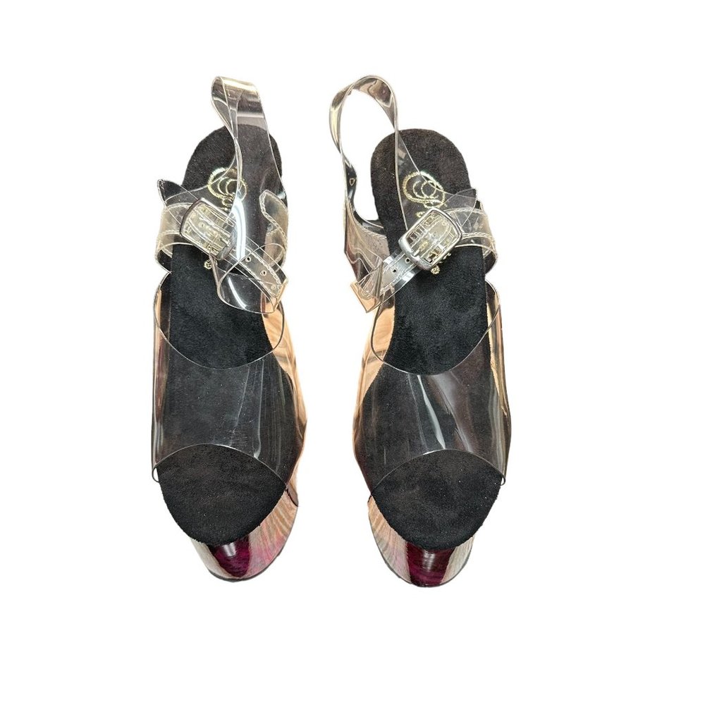 Pleaser Platform Heels - Adore 708 Fuchsia Snake Print  - Size 6